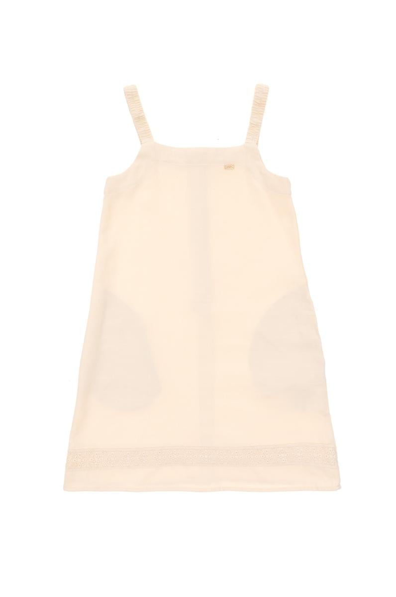 Kız Çocuk Ekru Dokuma Elbise