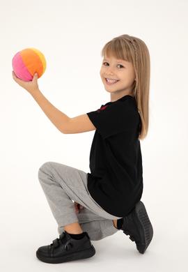 Kız Çocuk Siyah Bisiklet Yaka Basic Tişört - 50294568023