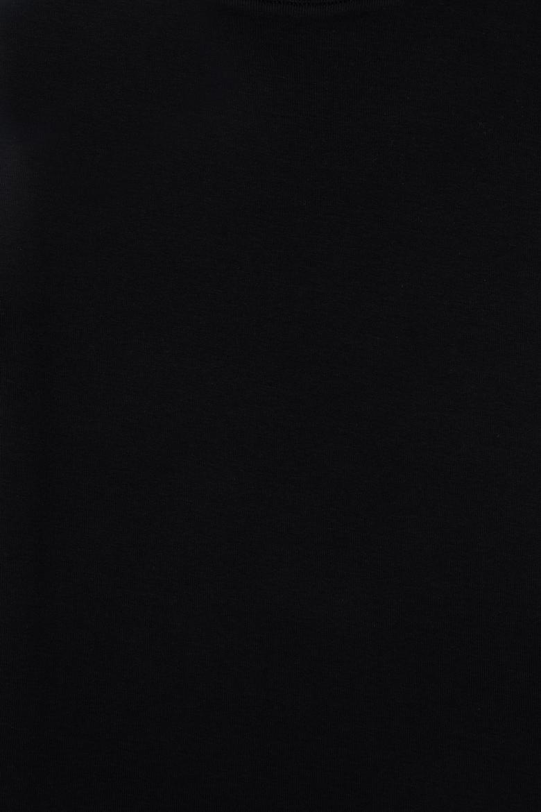 Kız Çocuk Siyah Bisiklet Yaka Basic Tişört - 50294568023