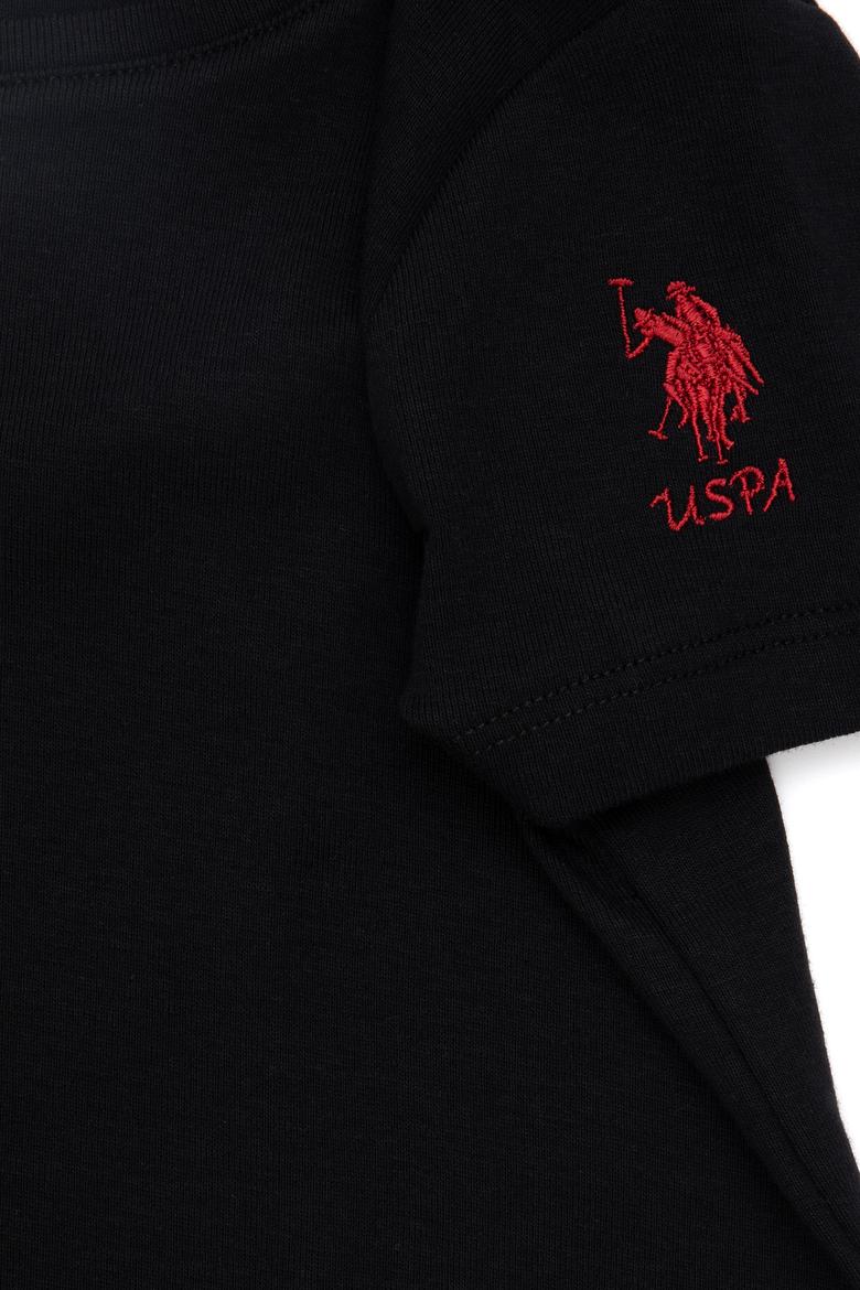 Kız Çocuk Siyah Bisiklet Yaka Basic Tişört - 50294568023