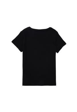 Kız Çocuk Siyah Bisiklet Yaka Basic Tişört - 50294568023