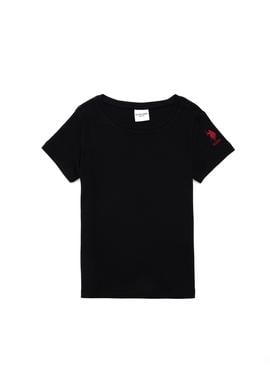 Kız Çocuk Siyah Bisiklet Yaka Basic Tişört - 50294568023