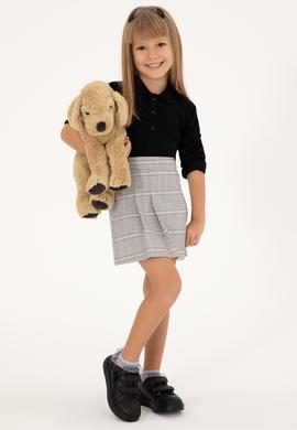 Kız Çocuk Siyah Polo Yaka Basic Sweatshirt - 50296377066