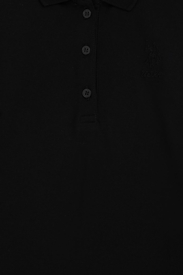 Kız Çocuk Siyah Polo Yaka Basic Sweatshirt - 50296377066