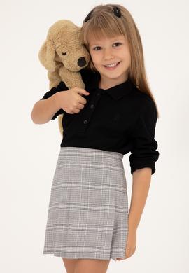 Kız Çocuk Siyah Polo Yaka Basic Sweatshirt - 50296377066