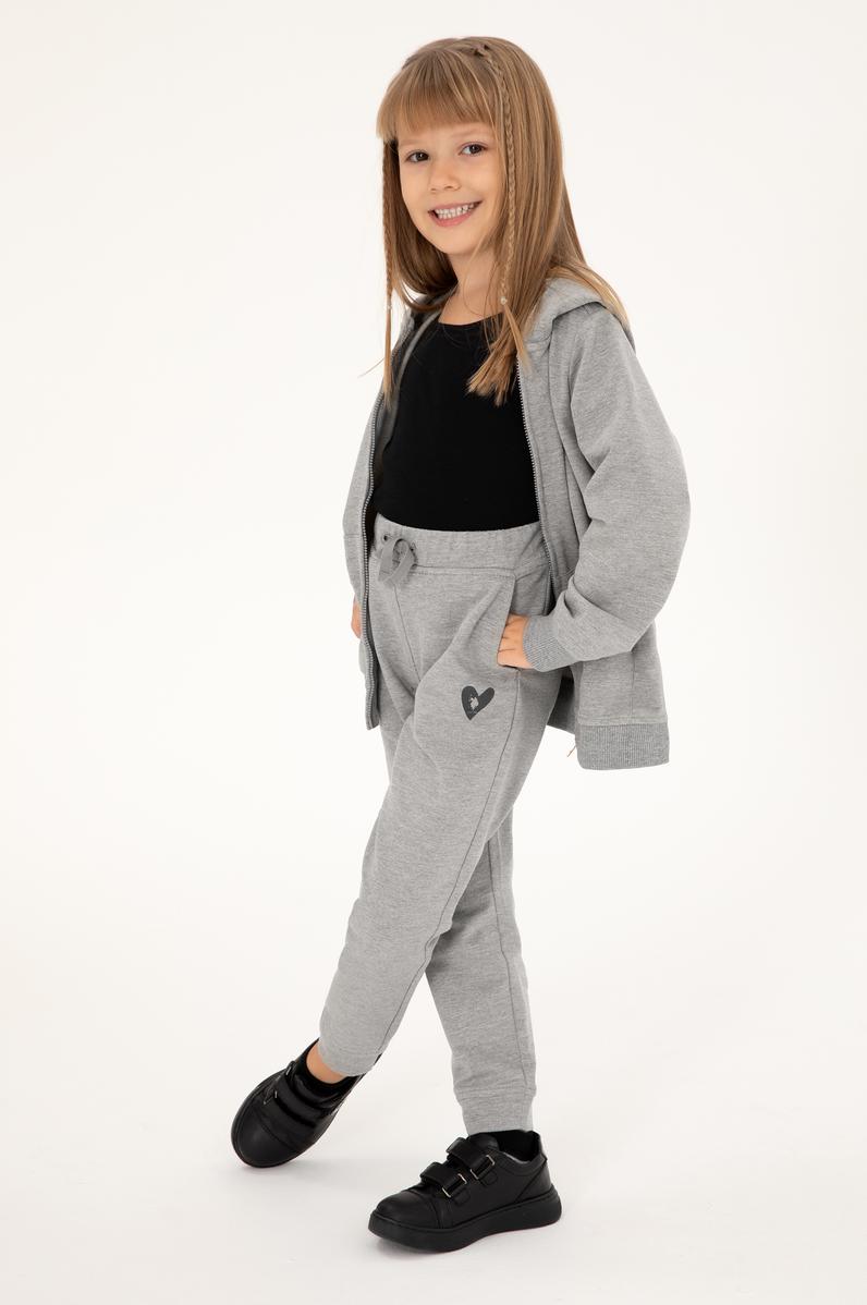 Kız Çocuk Gri Melanj Eşofman Altı