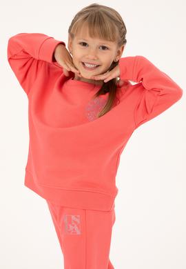 Kız Çocuk Nar Çiçeği Bisiklet Yaka Basic Sweatshirt - 50296391023