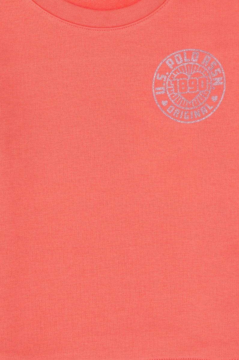 Kız Çocuk Nar Çiçeği Bisiklet Yaka Basic Sweatshirt