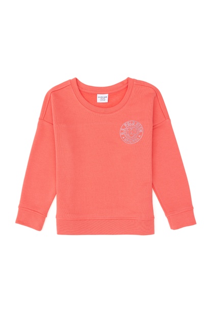 Kız Çocuk Nar Çiçeği Bisiklet Yaka Basic Sweatshirt