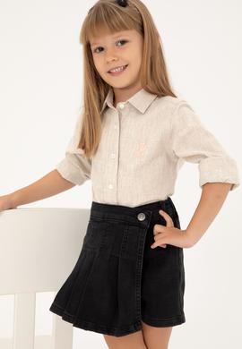 Kız Çocuk Ekru Uzun Kollu Gömlek - 50297426026