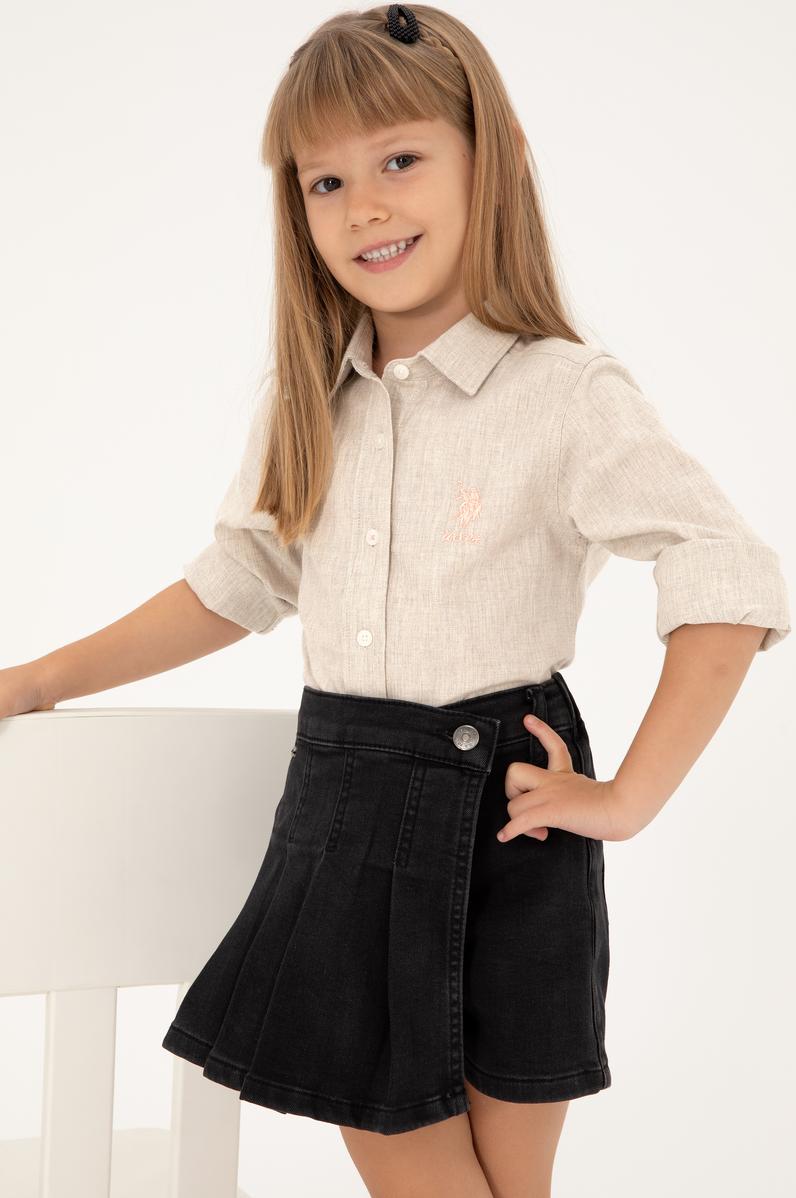 Kız Çocuk Ekru Uzun Kollu Gömlek