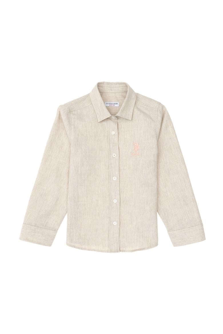 Kız Çocuk Ekru Uzun Kollu Gömlek - 50297426026