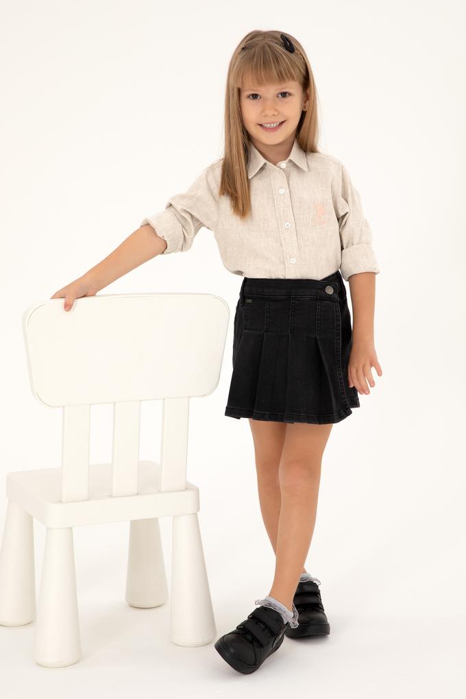 Kız Çocuk Ekru Uzun Kollu Gömlek