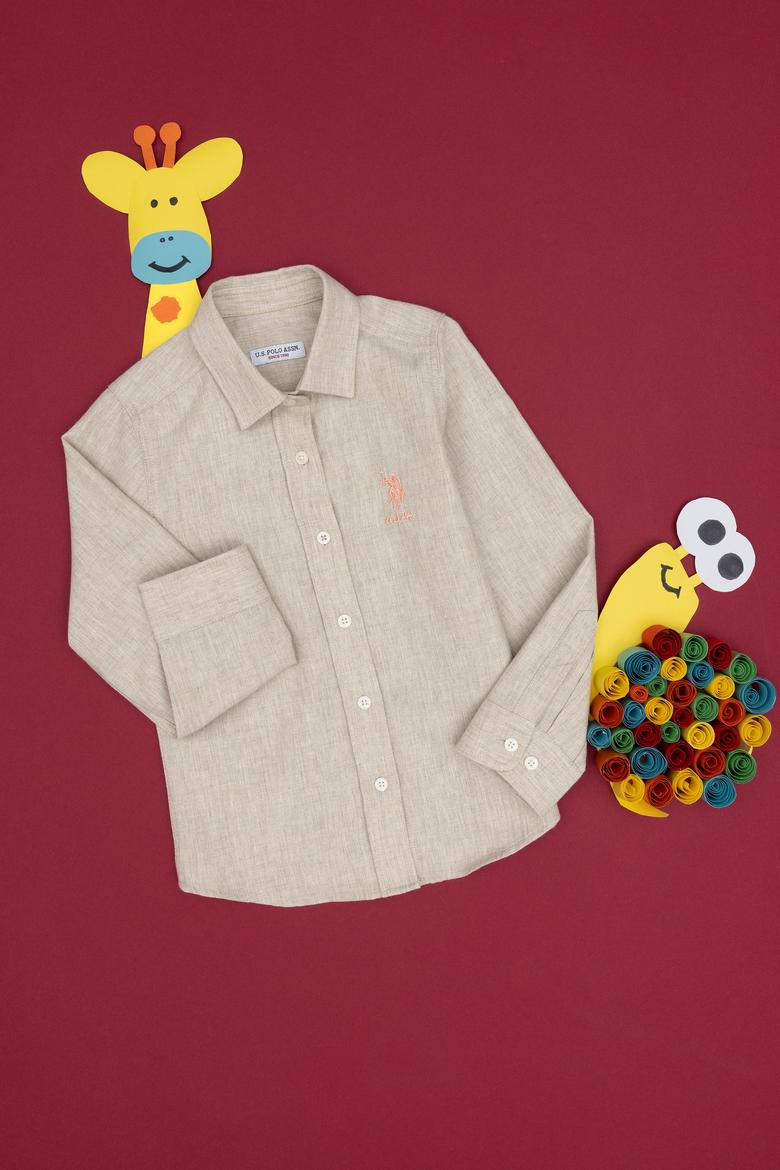 Kız Çocuk Ekru Uzun Kollu Gömlek - 50297426026