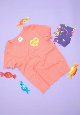 Kız Çocuk Neon Pembe Basic Tişört - 50294747024