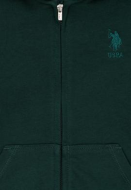 Erkek Çocuk Koyu Yeşil Basic Kapüşonlu Sweatshirt - 50289144116