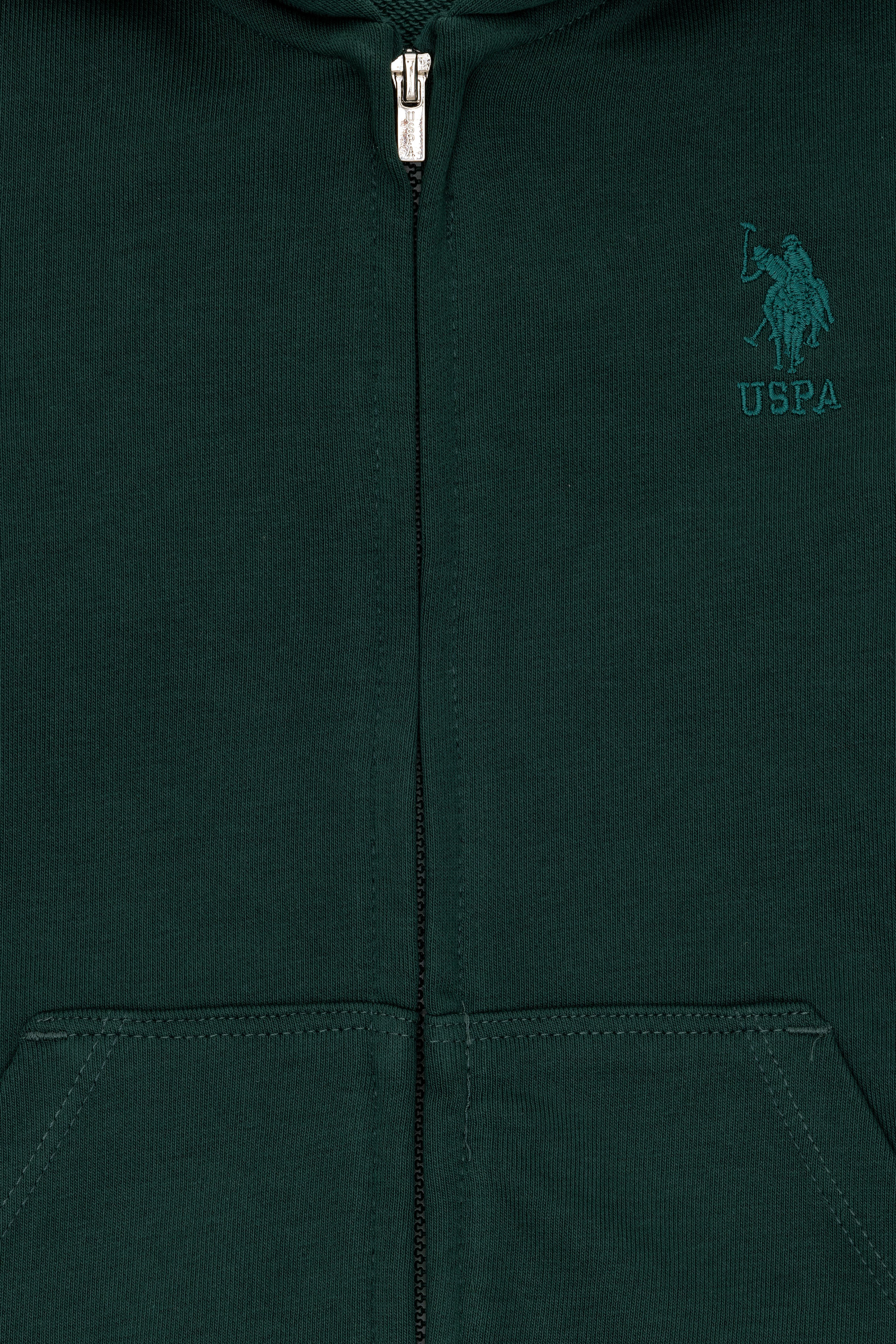 Erkek Çocuk Koyu Yeşil Basic Kapüşonlu Sweatshirt - Image 3