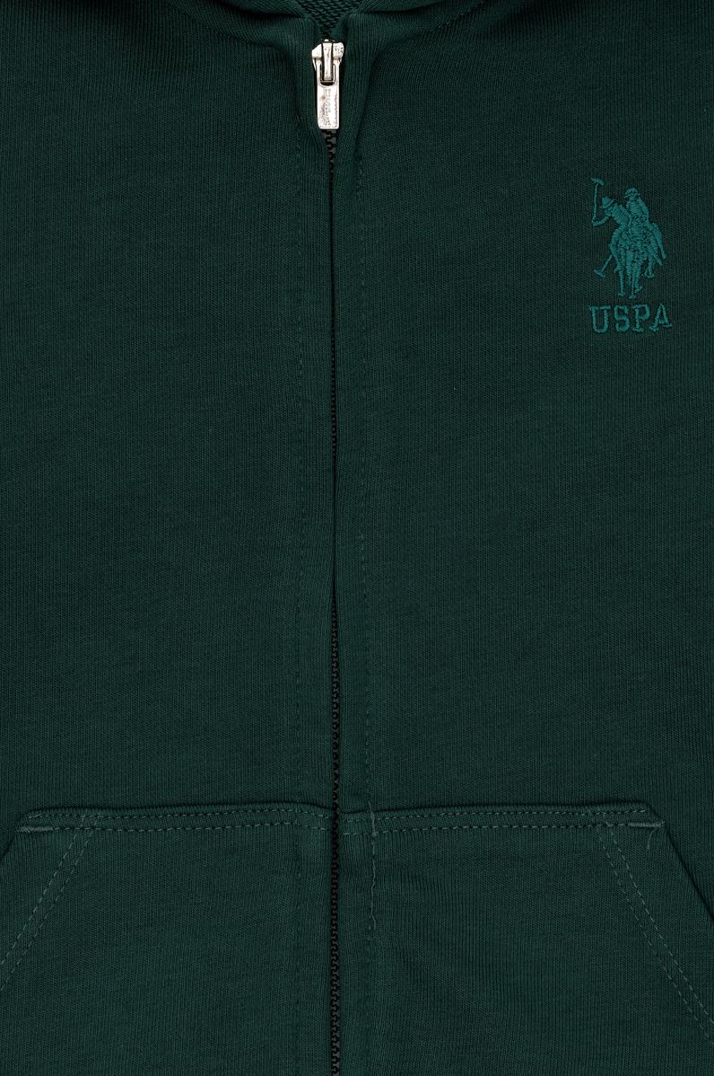 Erkek Çocuk Koyu Yeşil Basic Kapüşonlu Sweatshirt