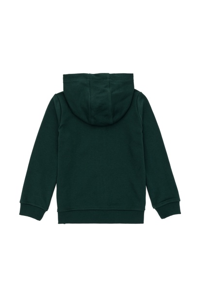 Erkek Çocuk Koyu Yeşil Basic Kapüşonlu Sweatshirt