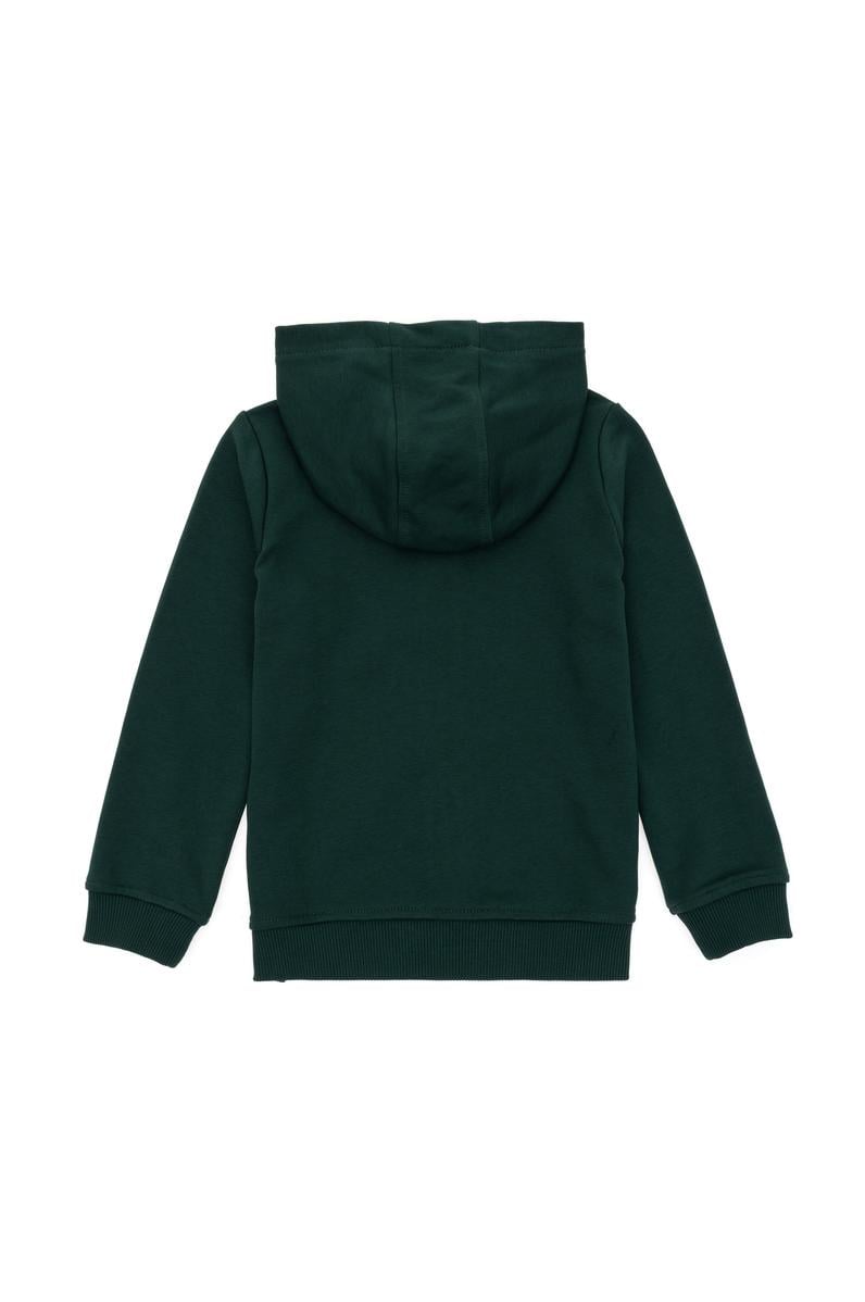 Erkek Çocuk Koyu Yeşil Basic Kapüşonlu Sweatshirt