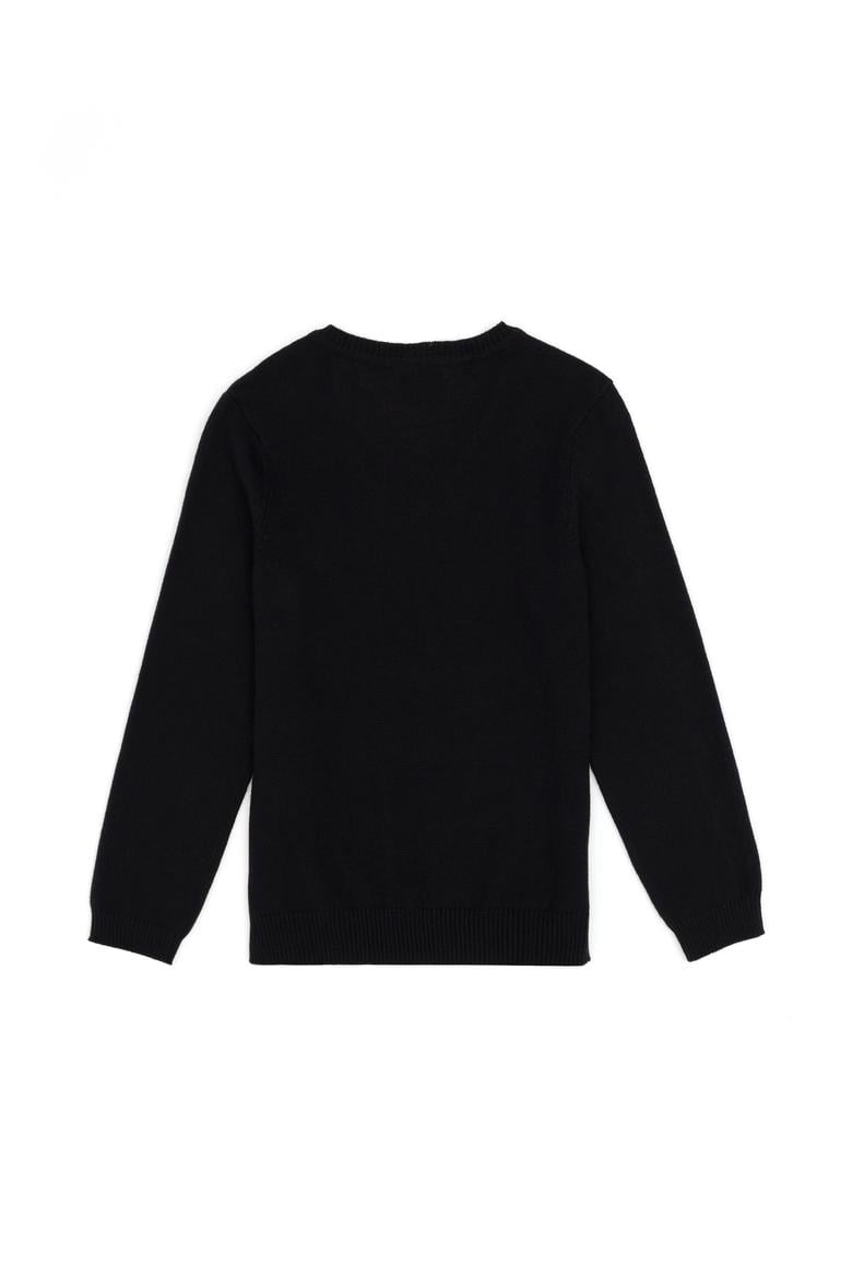 Kız Çocuk Siyah V Yaka Basic Kazak - 50294198060