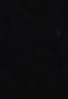 Kız Çocuk Siyah V Yaka Basic Kazak - 50294198060