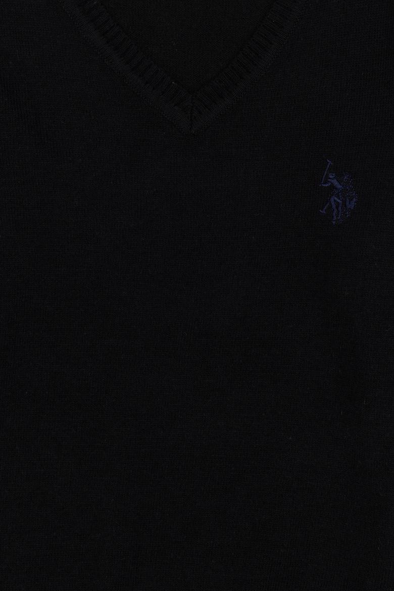 Kız Çocuk Siyah V Yaka Basic Kazak - 50294198060