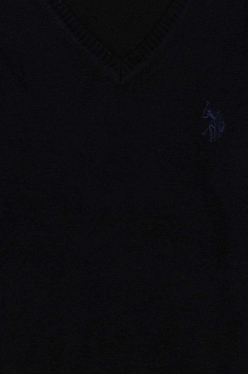 Kız Çocuk Siyah V Yaka Basic Kazak