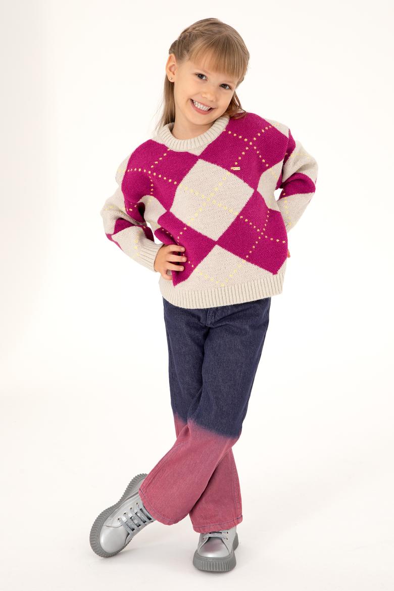 Kız Çocuk Taş Bisiklet Yaka Kazak - 50297206015