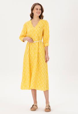 Kadın Safran Midi Boy Dokuma Elbise - 50280542011