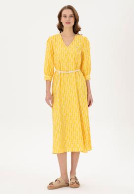 Kadın Safran Midi Boy Dokuma Elbise - 50280542011