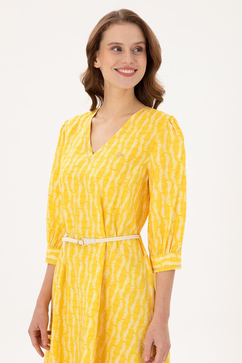 Kadın Safran Midi Boy Dokuma Elbise - 50280542011