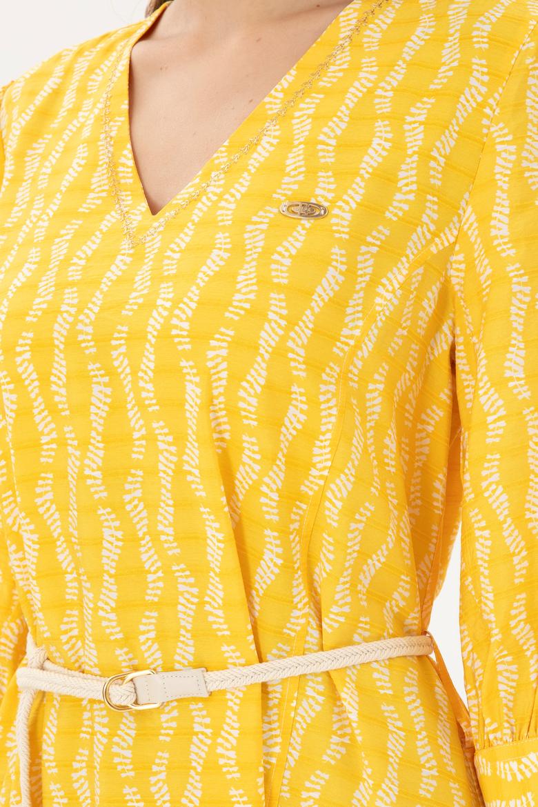 Kadın Safran Midi Boy Dokuma Elbise - 50280542011