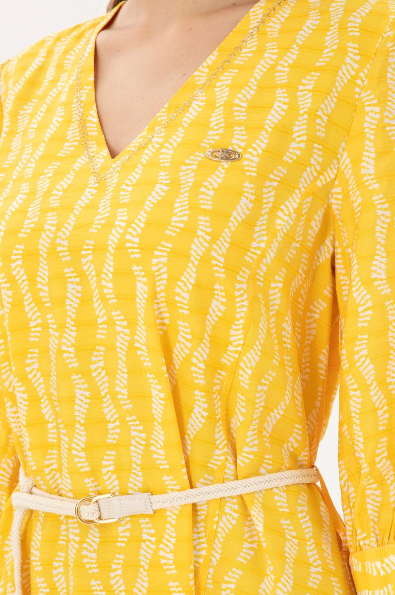 Kadın Safran Midi Boy Dokuma Elbise