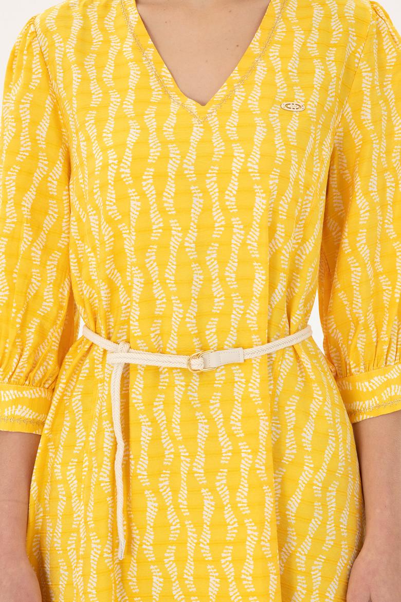 Kadın Safran Midi Boy Dokuma Elbise - 50280542011