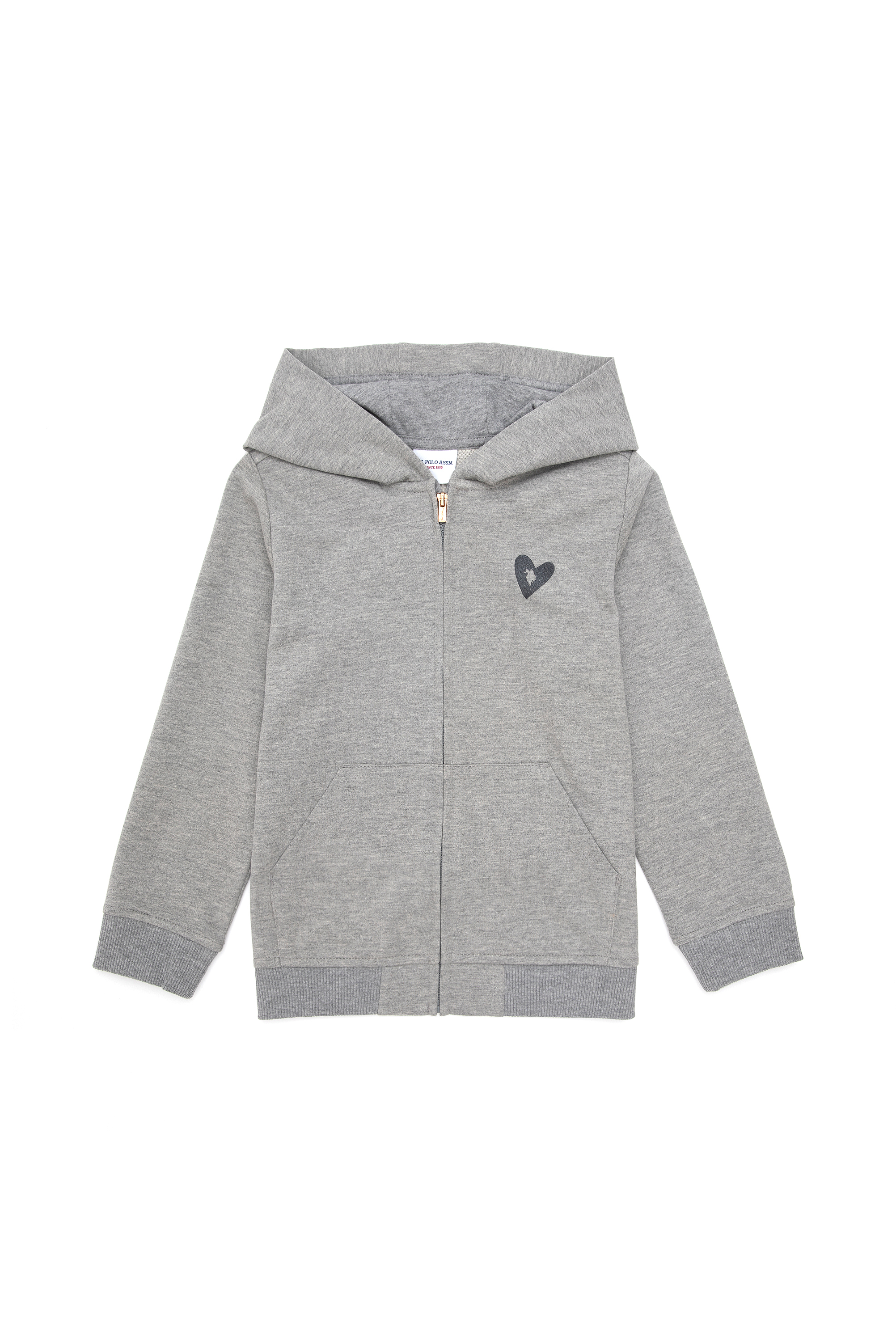 Kız Çocuk Gri Melanj Fermuarlı Sweatshirt - Image 3
