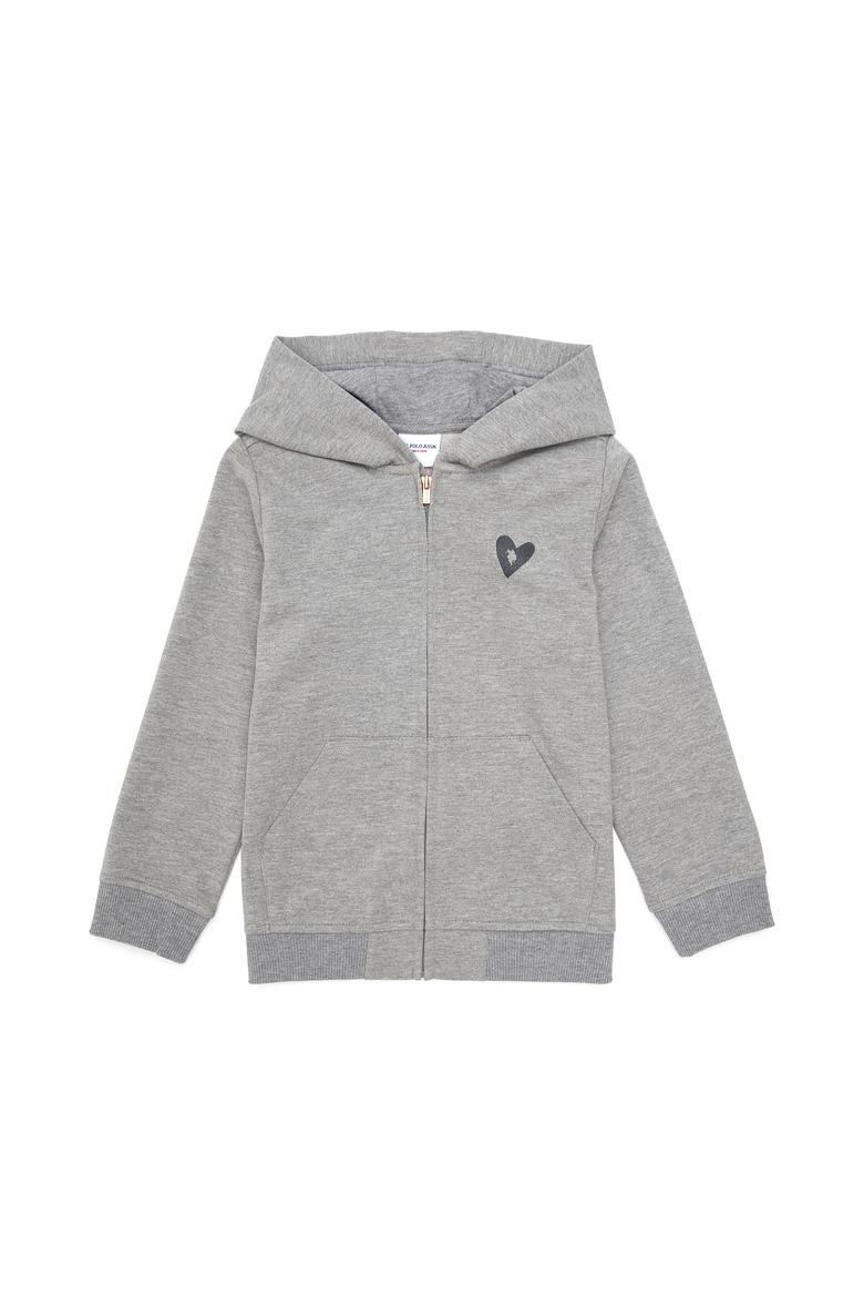 Kız Çocuk Gri Melanj Fermuarlı Sweatshirt - 50296942017