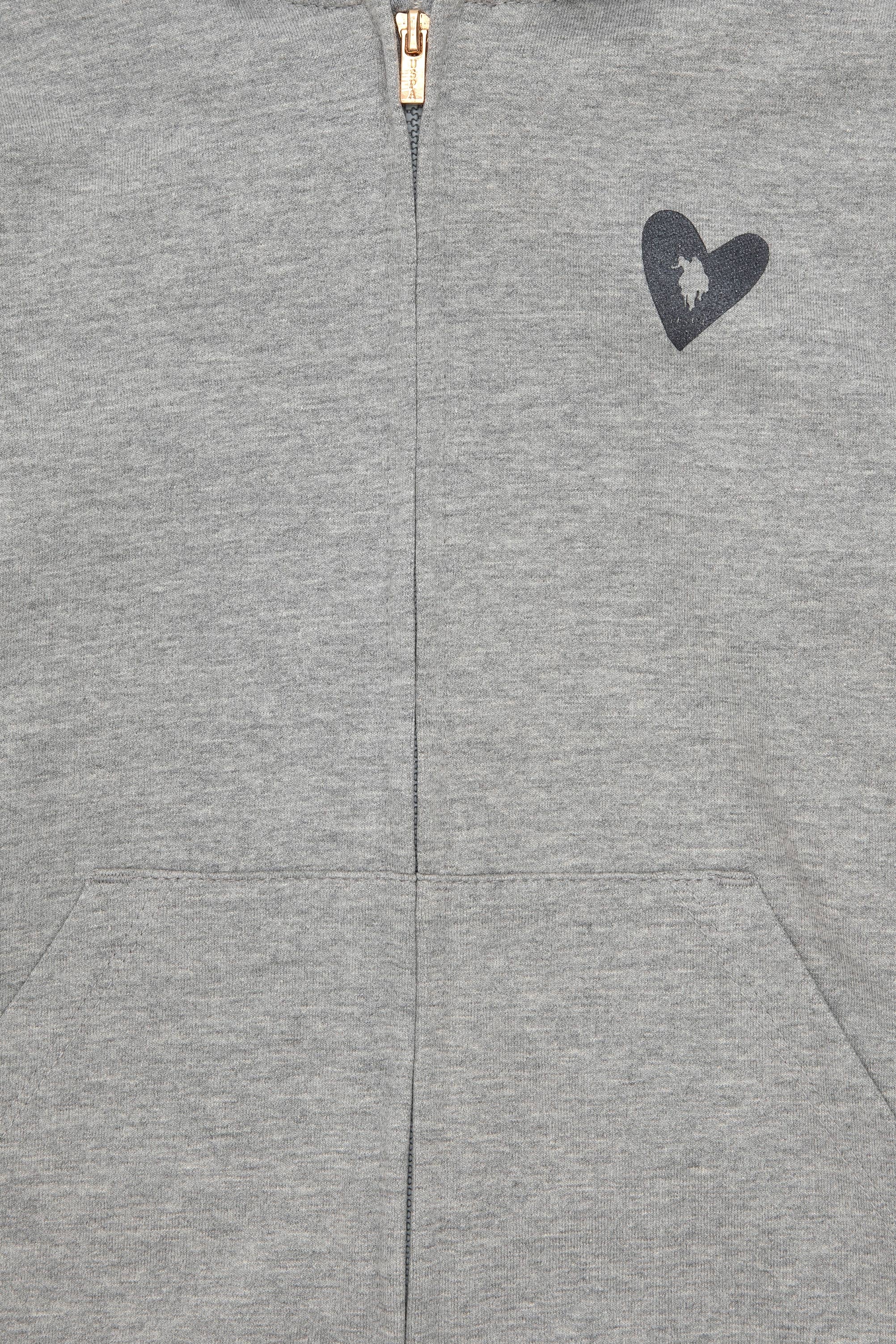 Kız Çocuk Gri Melanj Fermuarlı Sweatshirt - Image 5