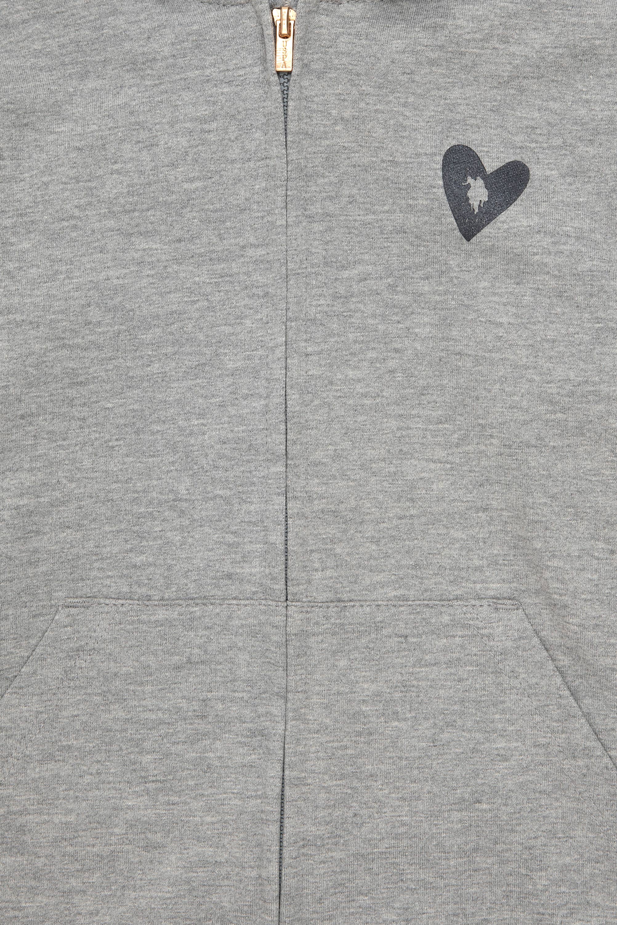 Kız Çocuk Gri Melanj Fermuarlı Sweatshirt