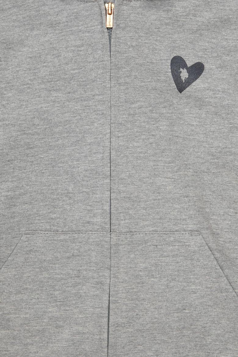 Kız Çocuk Gri Melanj Fermuarlı Sweatshirt - 50296942017