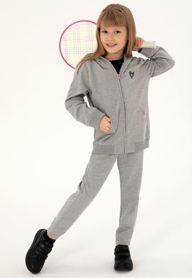 Kız Çocuk Gri Melanj Fermuarlı Sweatshirt - 50296942017