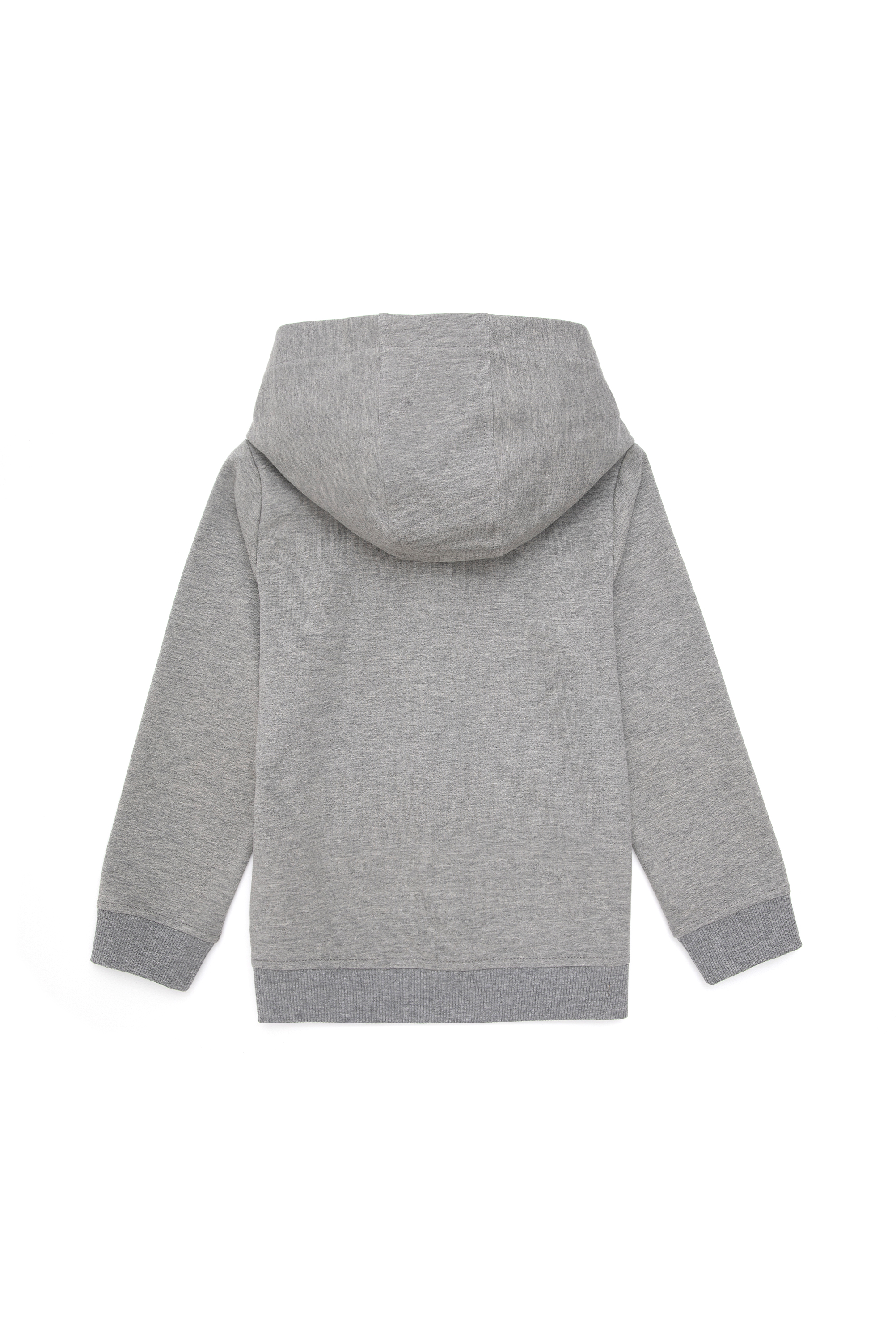 Kız Çocuk Gri Melanj Fermuarlı Sweatshirt - Image 4