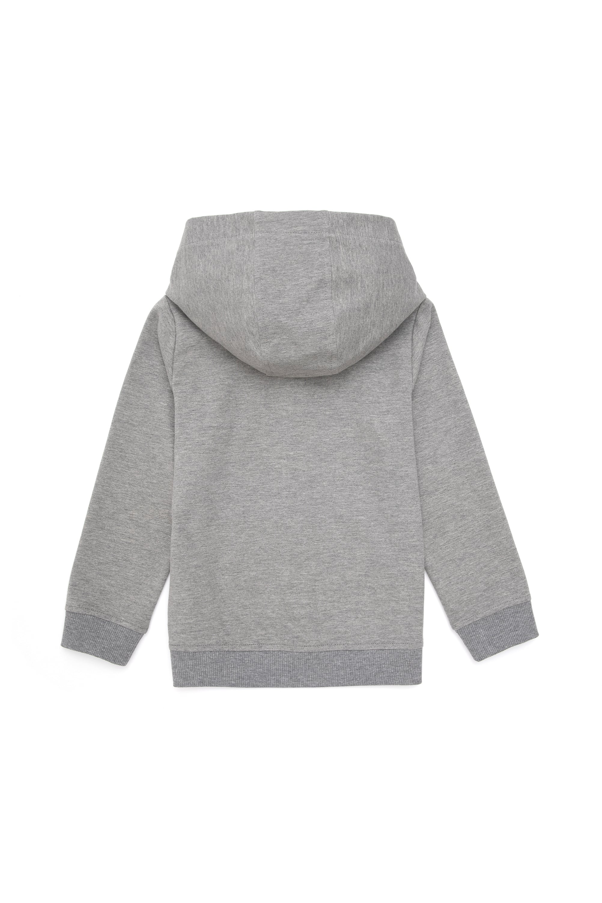 Kız Çocuk Gri Melanj Fermuarlı Sweatshirt