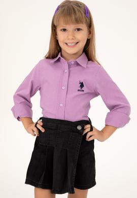Kız Çocuk Lila Uzun Kollu Gömlek - 50297426016