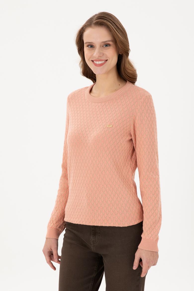 Kadın Kum Melanj Bisiklet Yaka Kazak