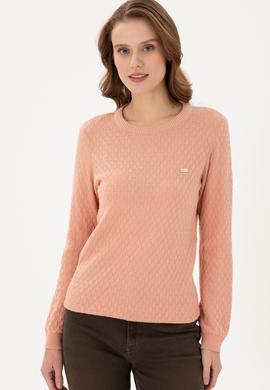 Kadın Kum Melanj Bisiklet Yaka Kazak - 50293033014