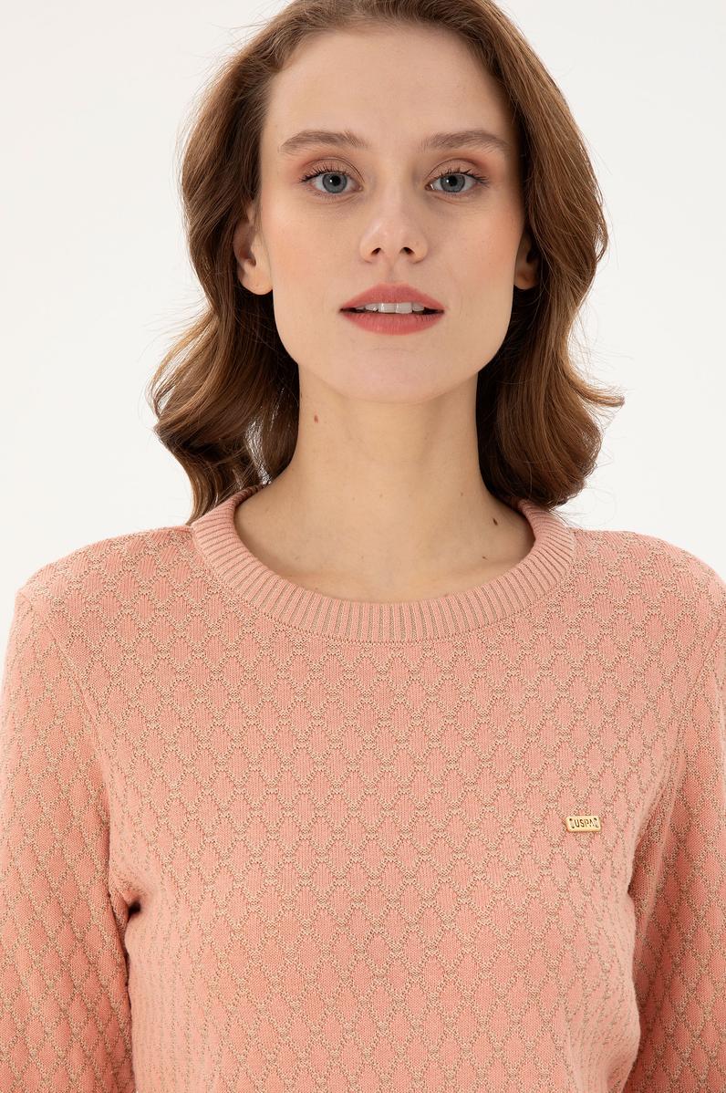 Kadın Kum Melanj Bisiklet Yaka Kazak