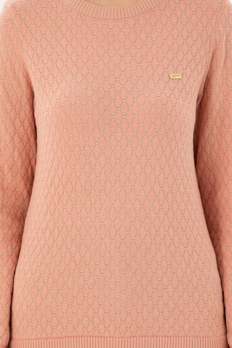 Kadın Kum Melanj Bisiklet Yaka Kazak - 50293033014