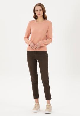 Kadın Kum Melanj Bisiklet Yaka Kazak - 50293033014