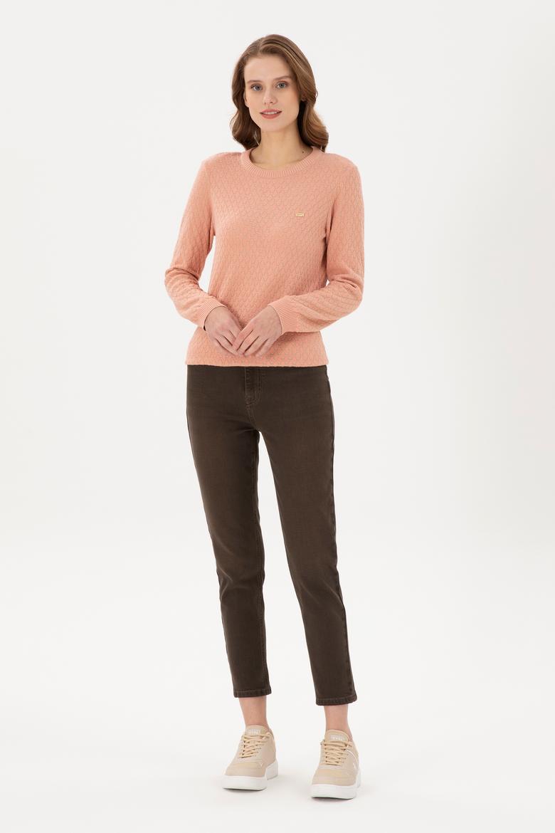 Kadın Kum Melanj Bisiklet Yaka Kazak - 50293033014